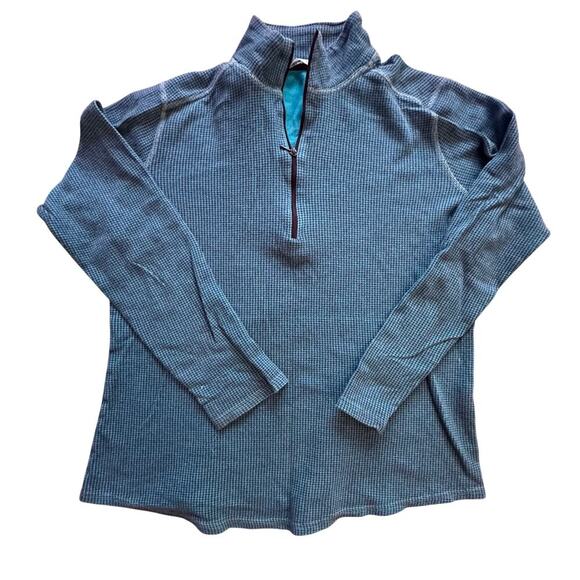 WOOLRICH x Womens Turquoise Blue Half Zip | Size L - Picture 1 of 7
